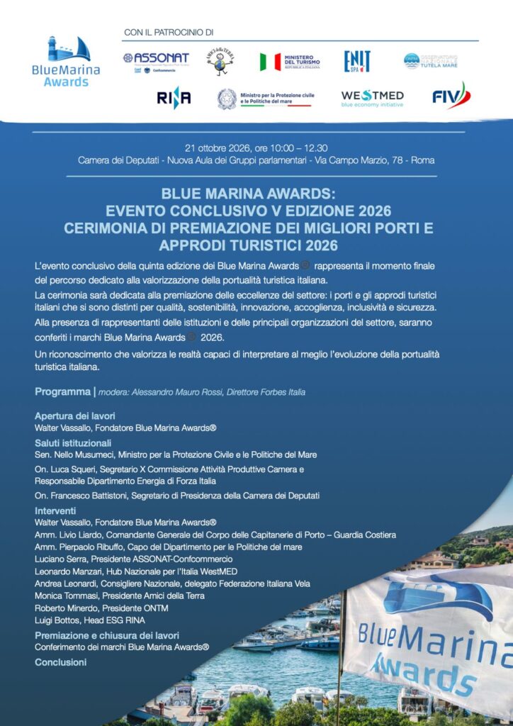 programma blue marina awards evento conclusivo V edizione presso la Camera dei Deputati con il Minisro del Mare